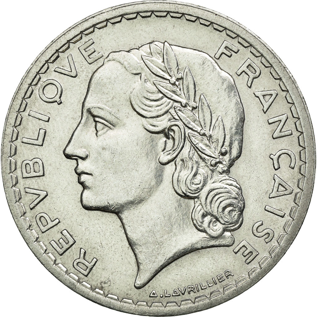 Coin, France, Lavrillier, 5 Francs, 1946, Beaumont le Roger, 