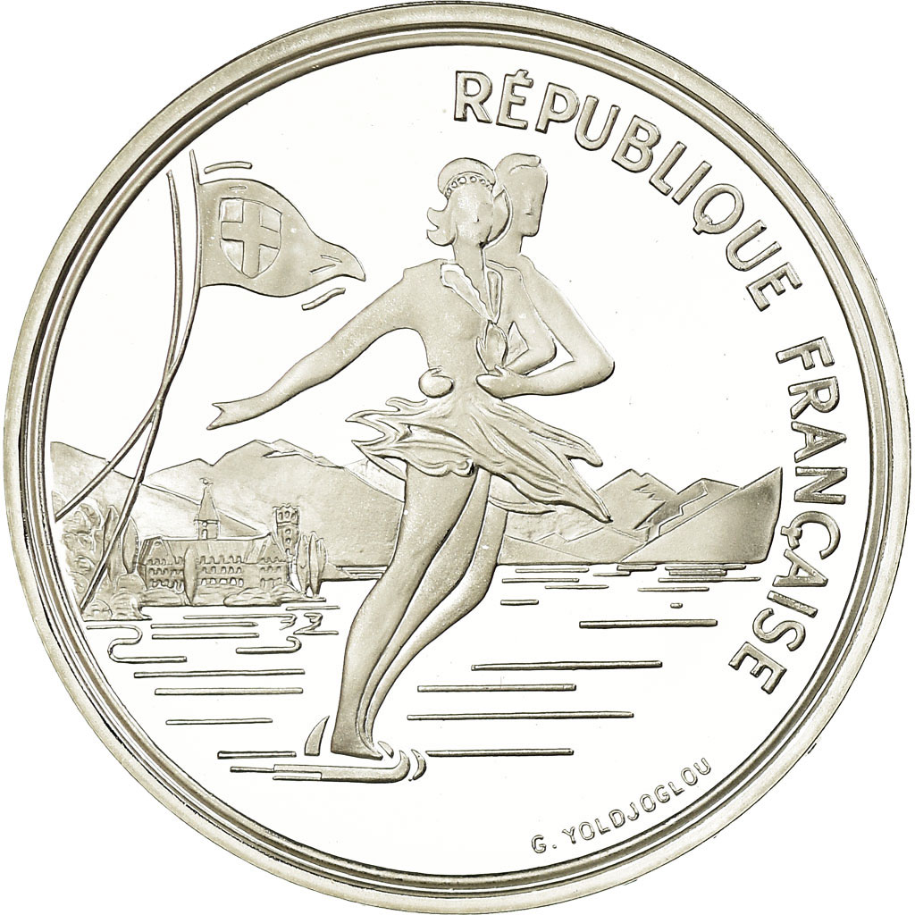 Coin, France, Alpine skiing, 100 Francs, 1989, BE, , Silver, KM:971