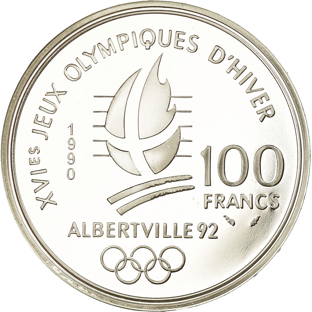 Coin, France, Free-style skier, 100 Francs, 1990, BE, , Silver, KM:983
