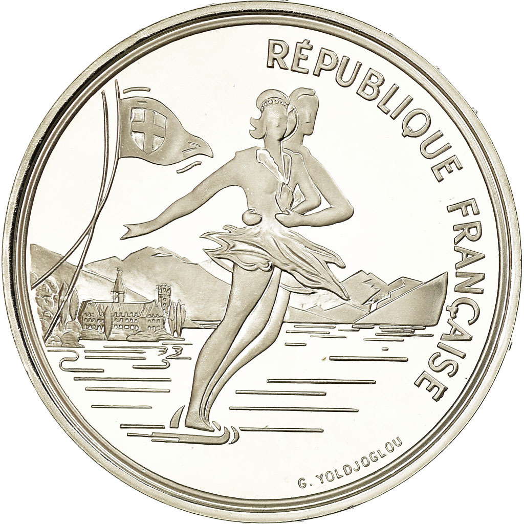 Coin, France, Alpine skiing, 100 Francs, 1989, BE, , Silver, KM:971