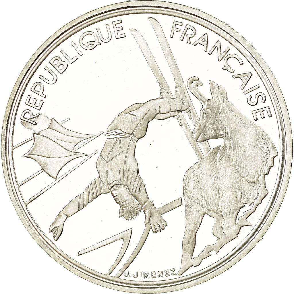 Coin, France, Free-style skier, 100 Francs, 1990, BE, , Silver, KM:983