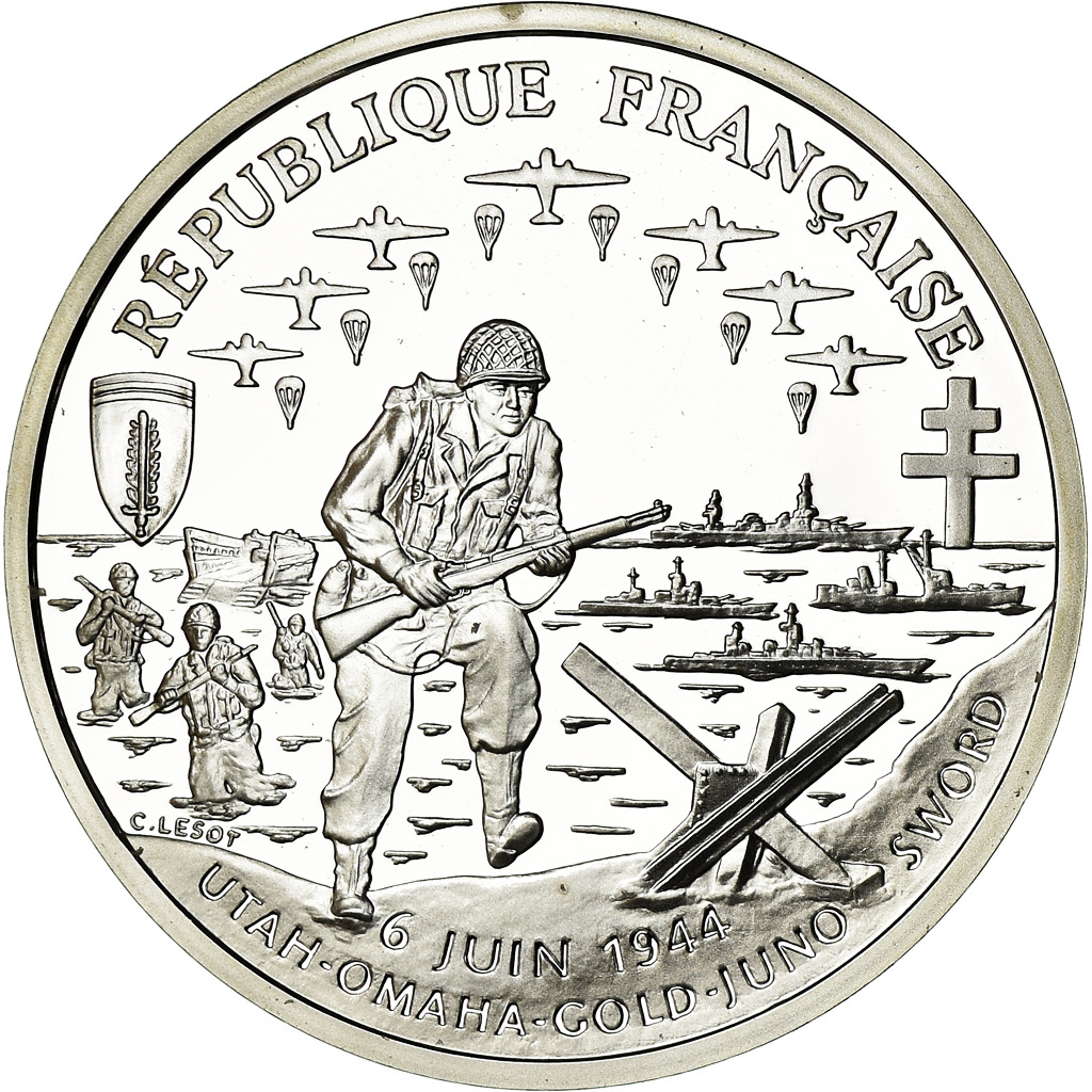 Coin, France, Cinquantenaire du Débarquement, Franc, 1993, Paris, BE