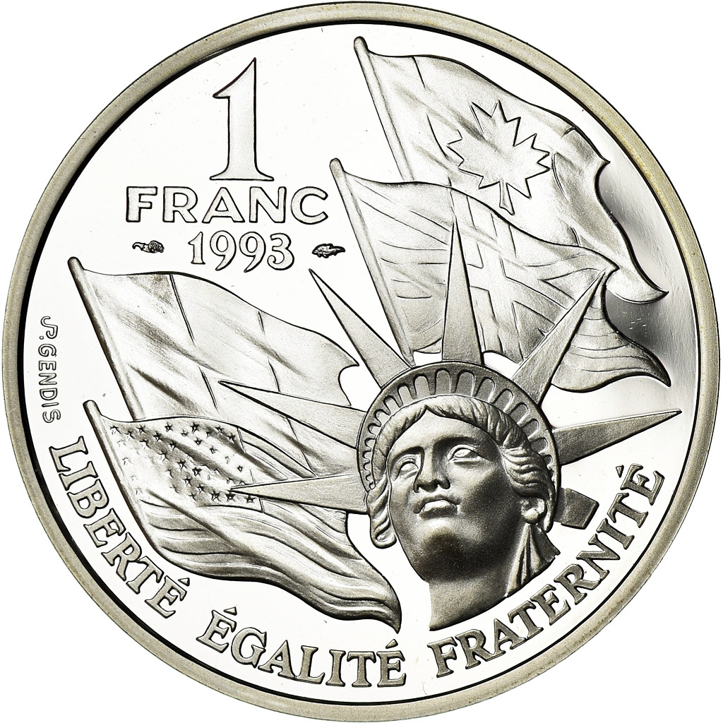 Coin, France, Cinquantenaire du Débarquement, Franc, 1993, Paris, BE