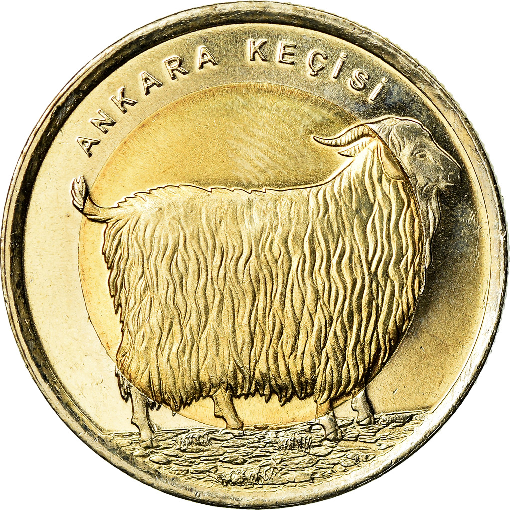 Coin, Turkey, Chèvre angora, Lira, 2015, , Bi-Metallic