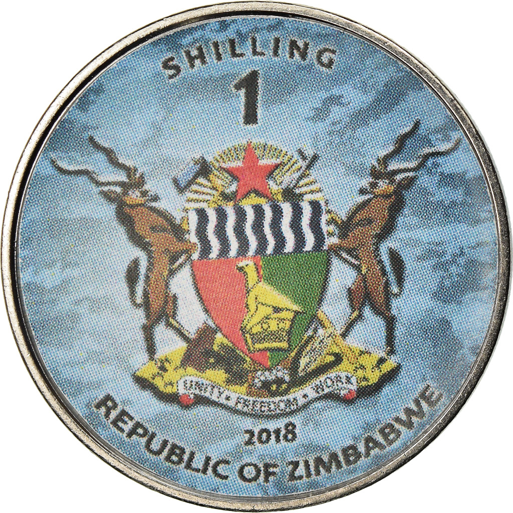 Moneda, Zimbabue, Shilling, 2018, Fighter jet - Sukhol, SC, Níquel chapado en