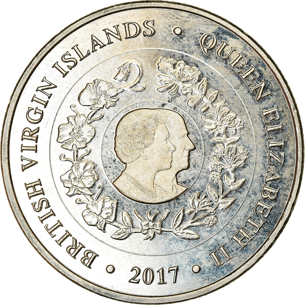 Coin, BRITISH VIRGIN ISLANDS, Dollar, 2017, Franklin Mint, Reine Elizabeth -