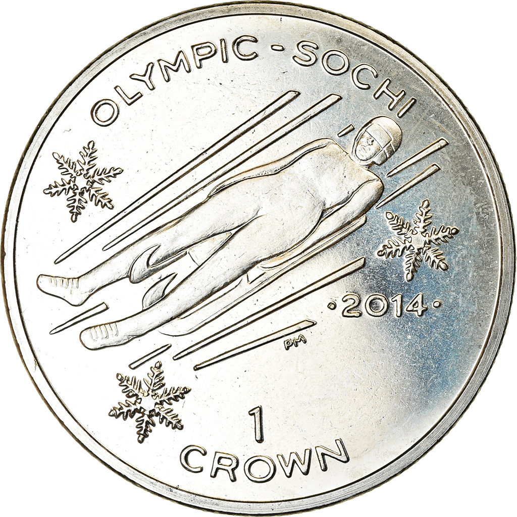 Coin, Isle of Man, Crown, 2014, Pobjoy Mint, Sochi - Luge, , Cupro-nickel