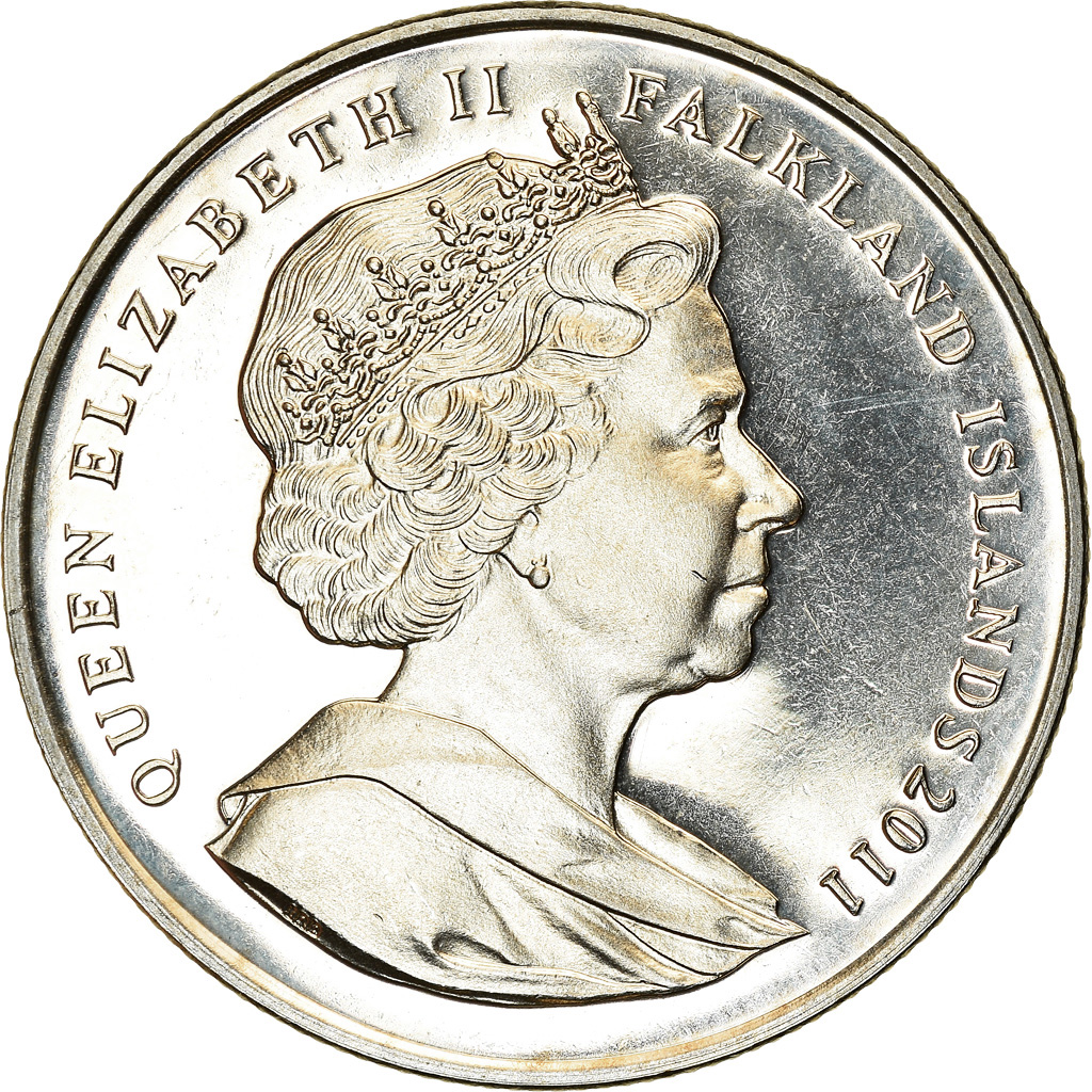 Coin, Falkland Islands, Elizabeth II, Crown, 2011, Pobjoy Mint, Mariage du
