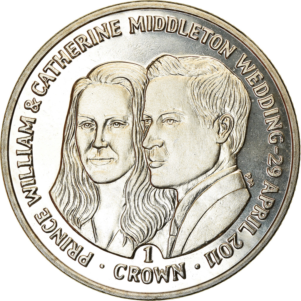 Coin, Falkland Islands, Elizabeth II, Crown, 2011, Pobjoy Mint, Mariage du