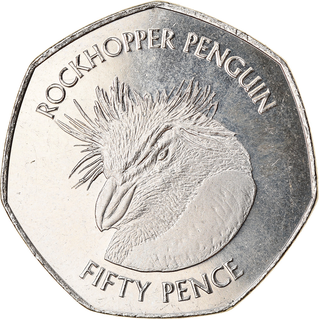 Coin, Falkland Islands, 50 Pence, 2018, Pingouins - Manchot sauteur, 