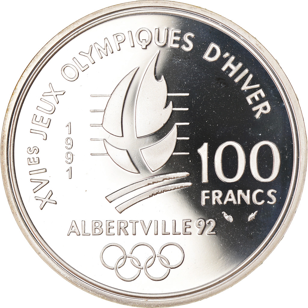 Coin, France, Saut à ski, 100 Francs, 1991, BE, , Silver, KM:995