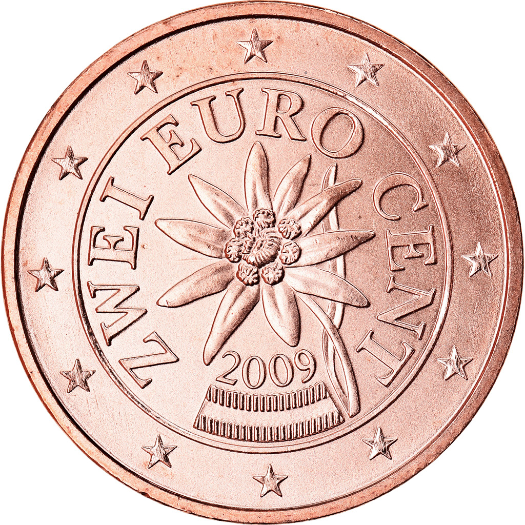 Österreich, 2 Euro Cent, 2009, UNZ, Copper Plated Steel, KM:3083