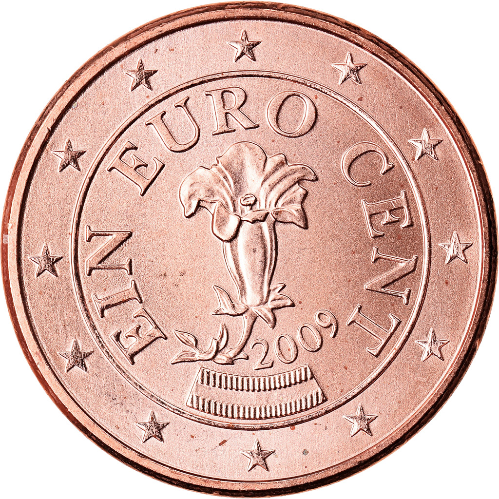 Österreich, Euro Cent, 2009, UNZ, Copper Plated Steel, KM:3082