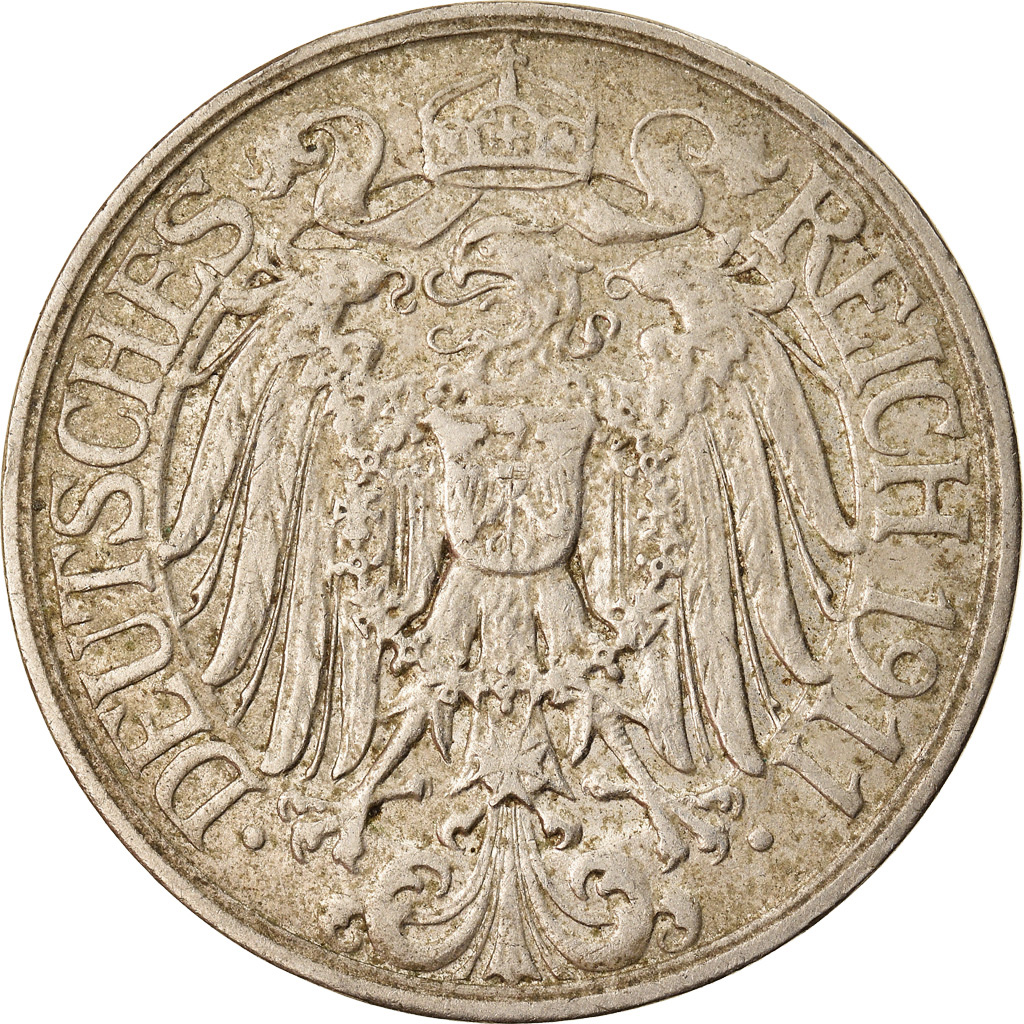 Coin, GERMANY - EMPIRE, Wilhelm II, 25 Pfennig, 1911, Berlin, , Nickel