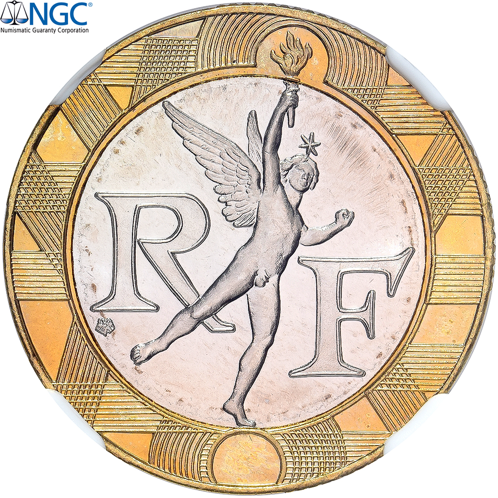 France, 10 Francs, Génie, 1993, Monnaie de Paris, BU, Bi-Metallic, NGC, 