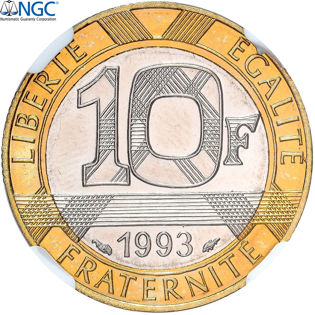 France, 10 Francs, Génie, 1993, Monnaie de Paris, BU, Bi-Metallic, NGC, 