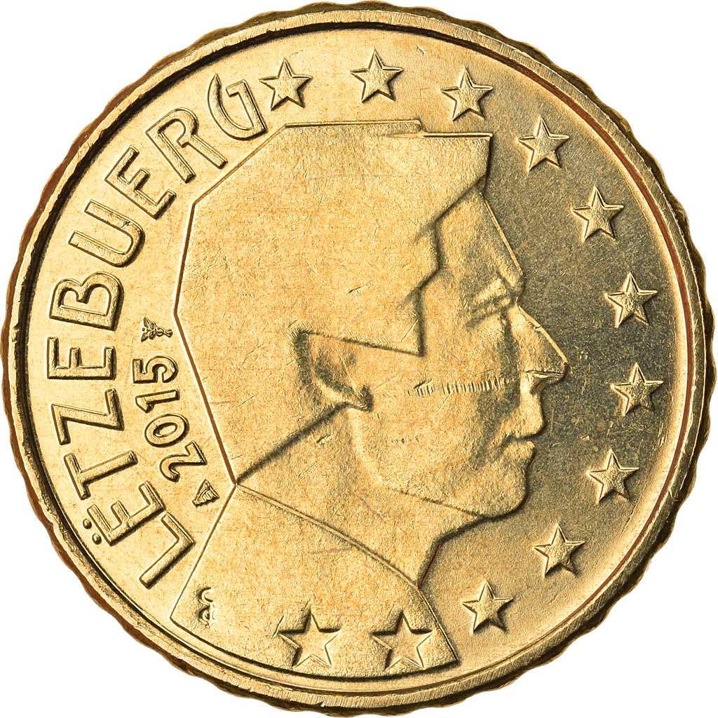 Luxemburg, 10 Euro Cent, 2015, UNZ, Messing, KM:New