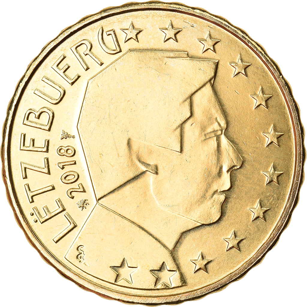 [#792121] Luxemburg, 10 Euro Cent, 2018, UNZ, Messing, KM:New
