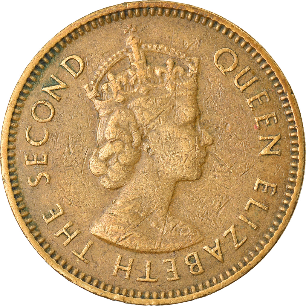 Moneda, Hong Kong, Elizabeth II, 10 Cents, 1968, MBC, Níquel - latón, KM:28.1