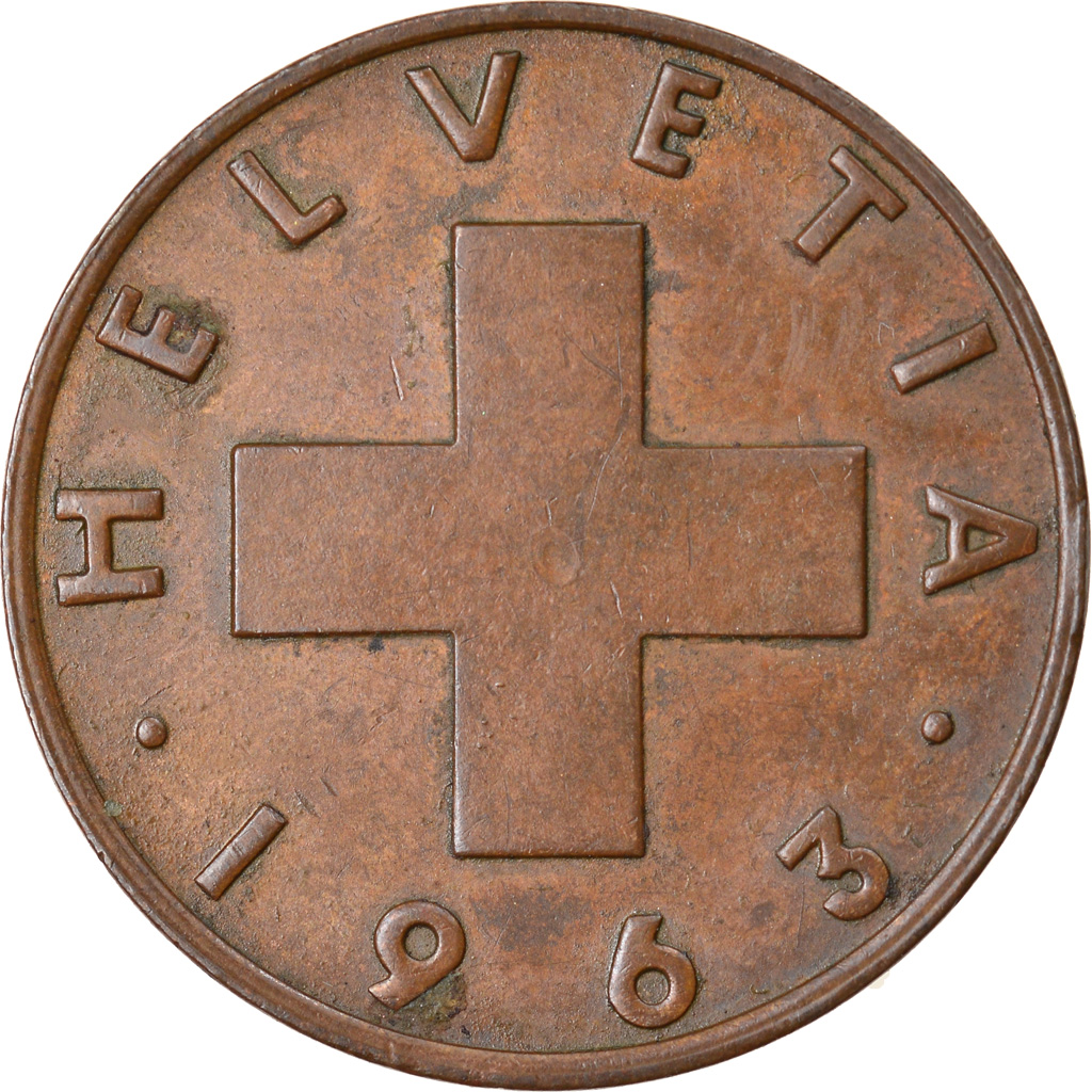 Moneda, Suiza, 2 Rappen, 1963, Bern, MBC, Bronce, KM:47