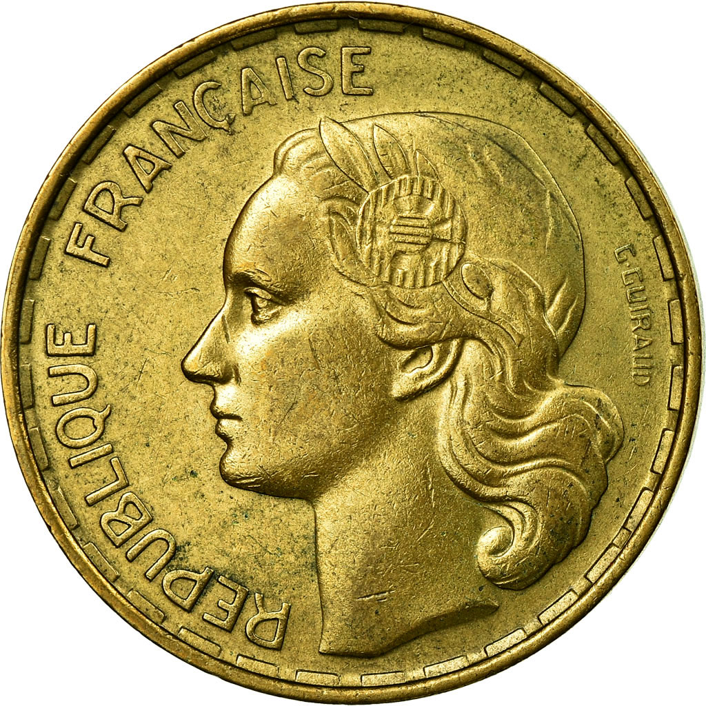 Coin, France, Guiraud, 50 Francs, 1958, Paris, AU, Aluminum-Bronze