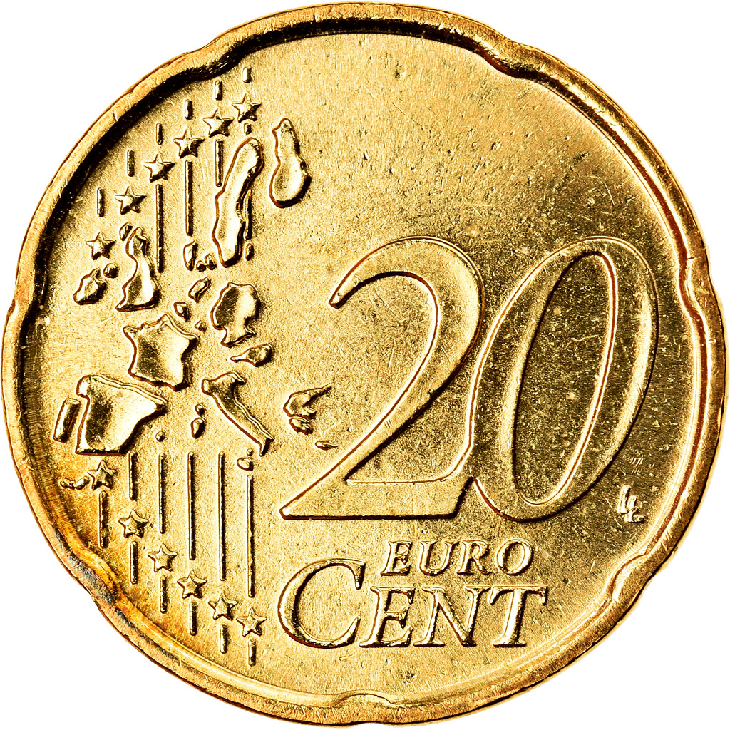 Italien, 20 Euro Cent, 2007, Rome, SS+, Messing, KM:214