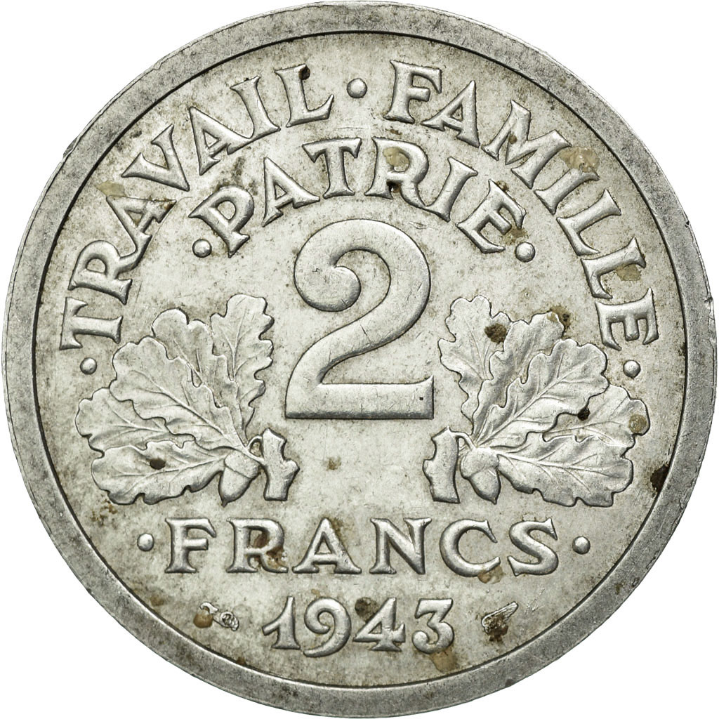 Coin, France, Bazor, 2 Francs, 1943, Beaumont le Roger, , Aluminum