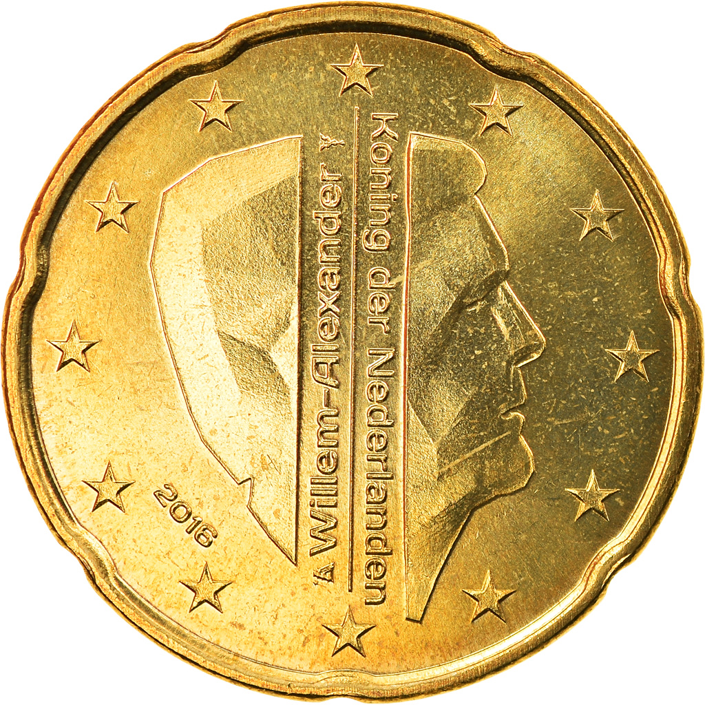 [#793258] Niederlande, 20 Euro Cent, 2016, UNZ, Messing, KM:New