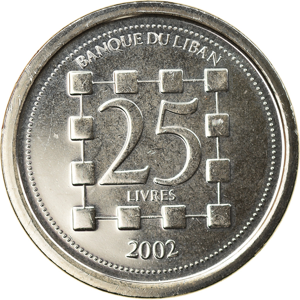 Coin, Lebanon, 25 Livres, 2002, , Nickel plated steel, KM:40