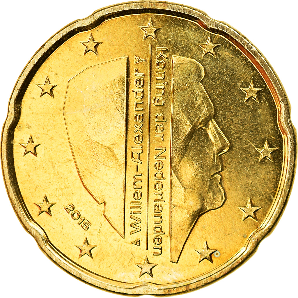 [#794079] Niederlande, 20 Euro Cent, 2015, UNZ, Messing, KM:New