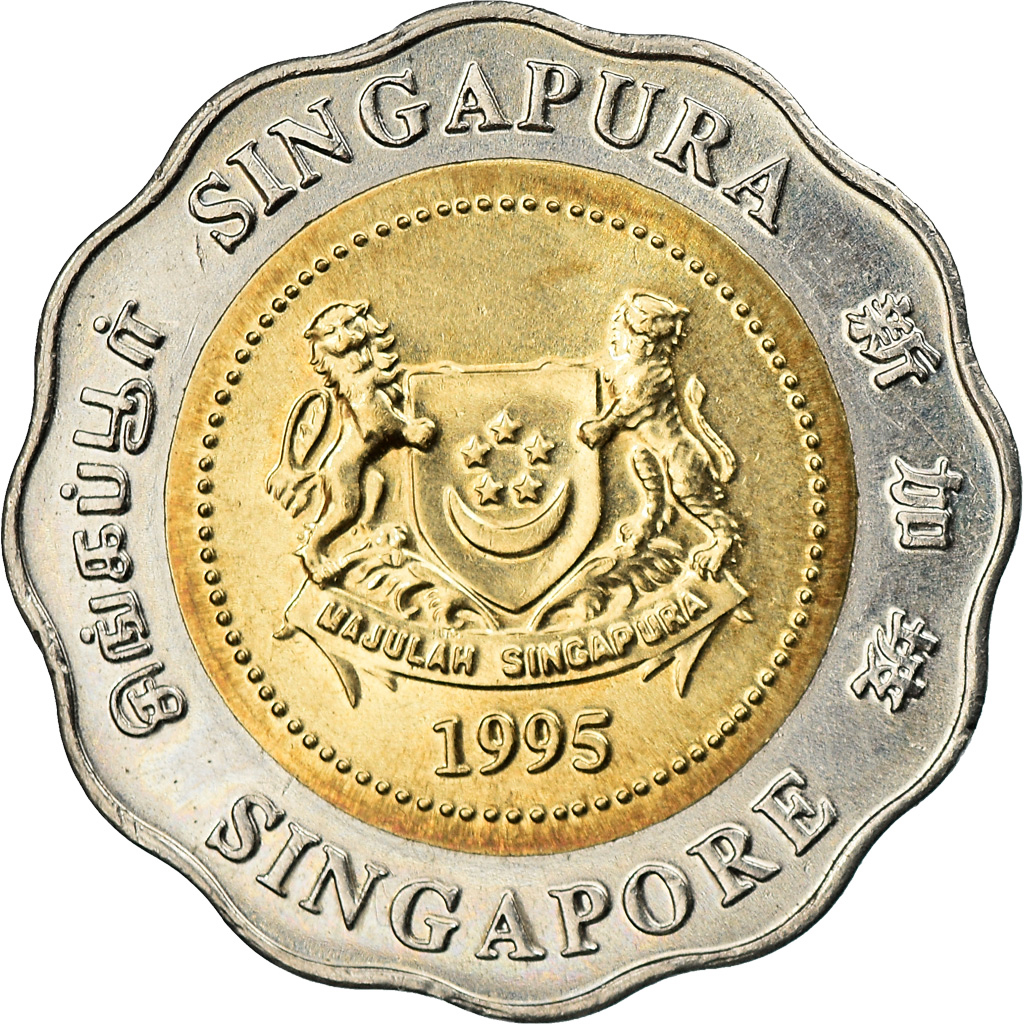 Coin, Singapore, 50th Anniversary - United Nations, 5