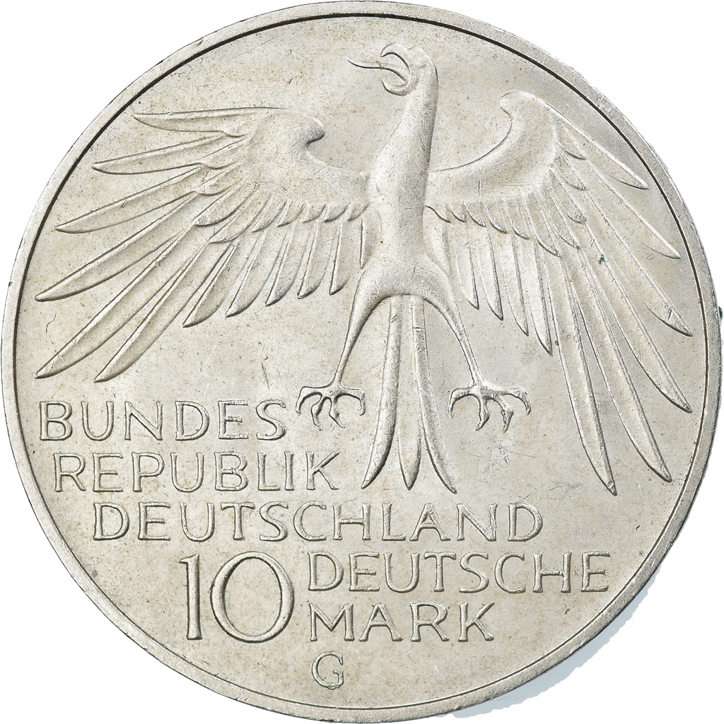 Coin, GERMANY - FEDERAL REPUBLIC, 10 Mark, 1972, Karlsruhe, , Silver
