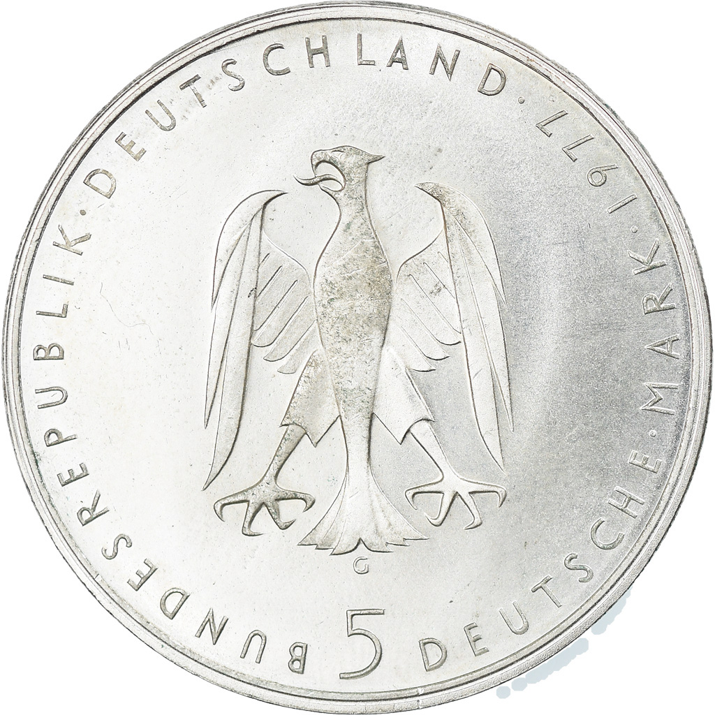 Coin, GERMANY - FEDERAL REPUBLIC, 5 Mark, 1977, Karlsruhe, Germany, 