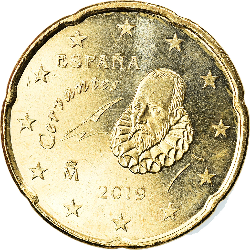 [#796380] Spanien, 20 Euro Cent, 2019, UNZ, Messing, KM:New