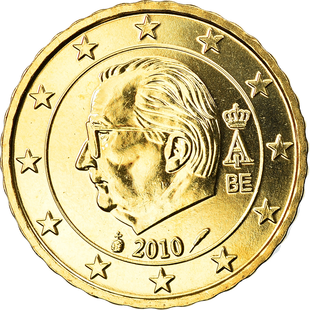 Belgien, 10 Euro Cent, 2010, UNZ, Messing, KM:New