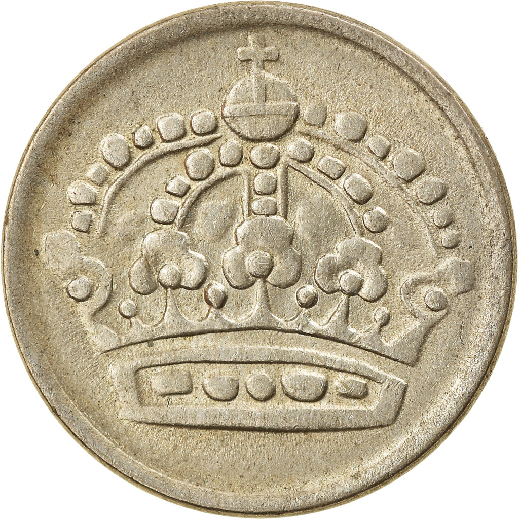 Moneta, Svezia, Gustaf VI, 10 Öre, 1957, BB+, Argento, KM:823