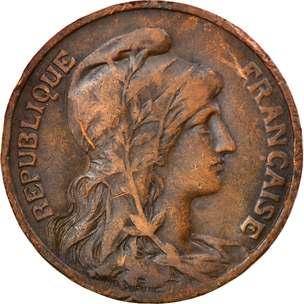 Moneda, Francia, Dupuis, 10 Centimes, 1908, Paris, BC+, Bronce, KM:843