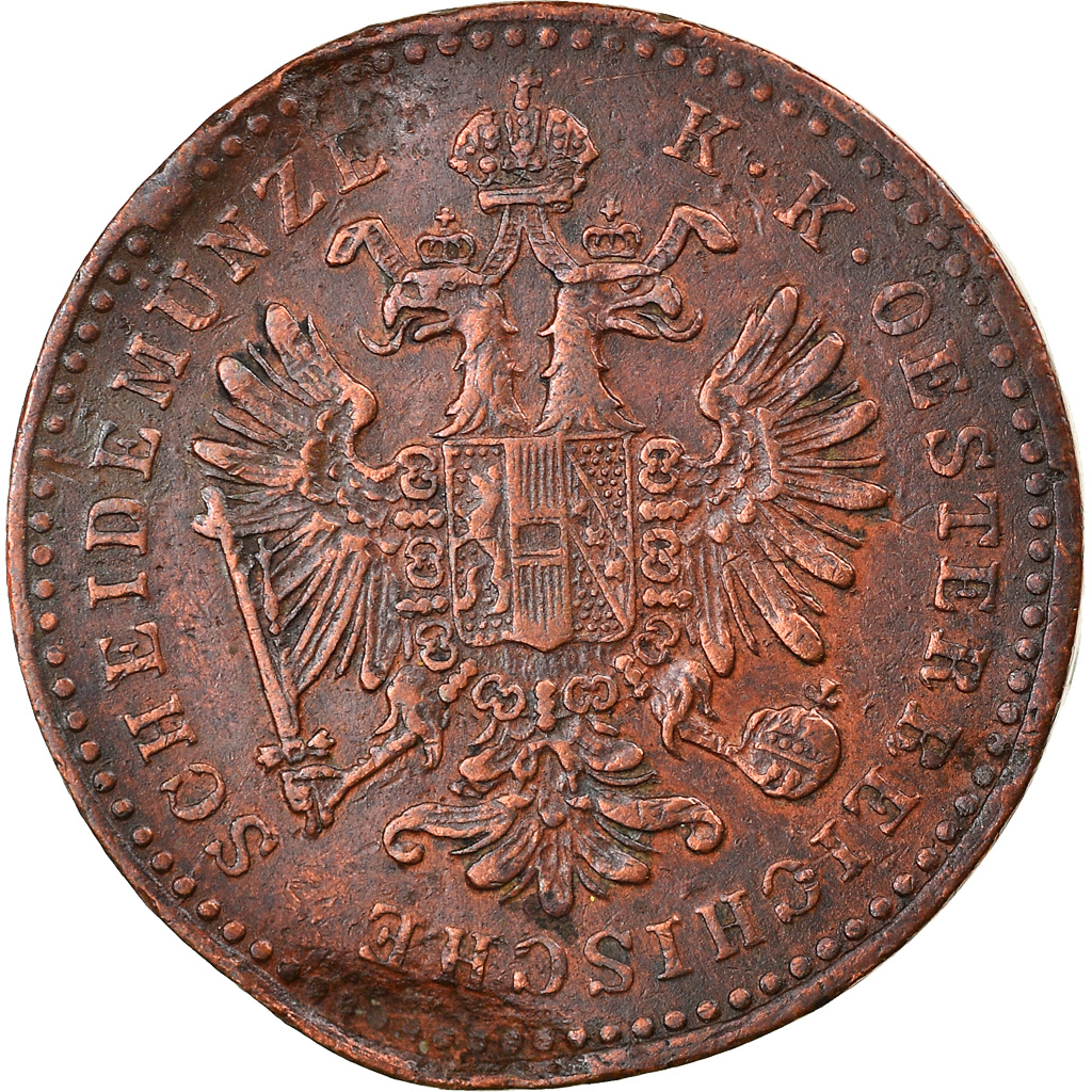Moneda, Austria, Franz Joseph I, Kreuzer, 1859, Vienna, BC+, Cobre, KM:2186