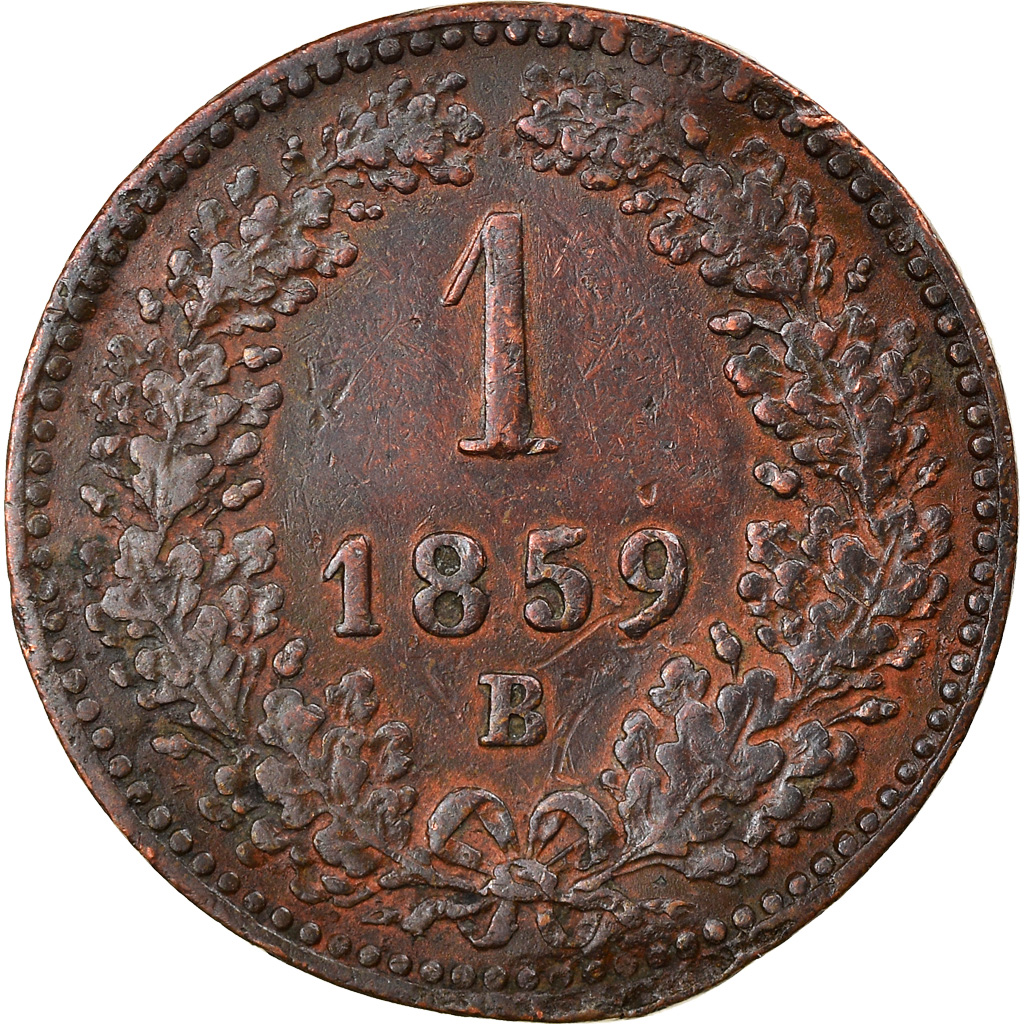 Moneda, Austria, Franz Joseph I, Kreuzer, 1859, Vienna, BC+, Cobre, KM:2186