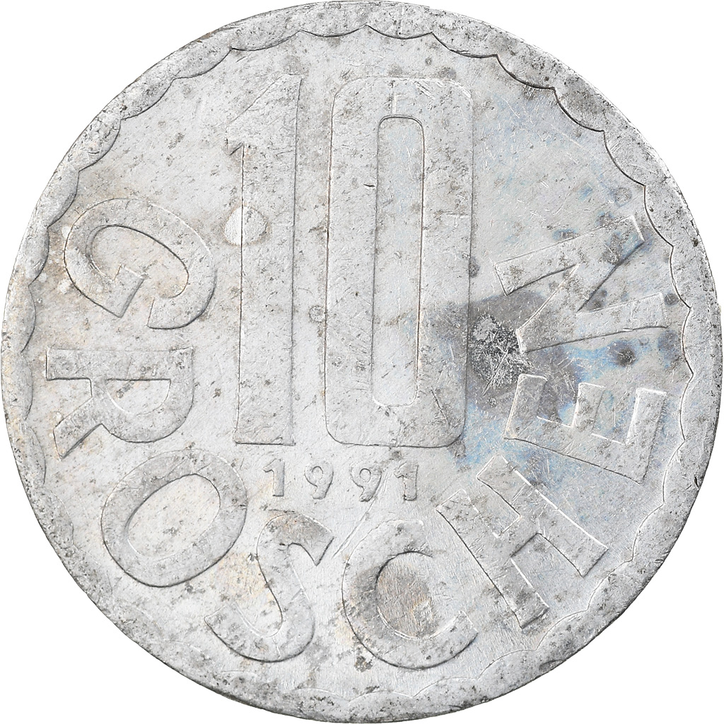 Münze, Österreich, 10 Groschen, 1991, Vienna, S, Aluminium, KM:2878