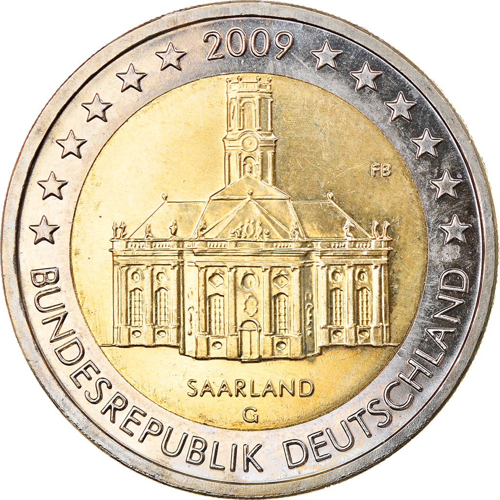 Bundesrepublik Deutschland, 2 Euro, Building in Saarland, 2009, Karlsruhe, UNZ