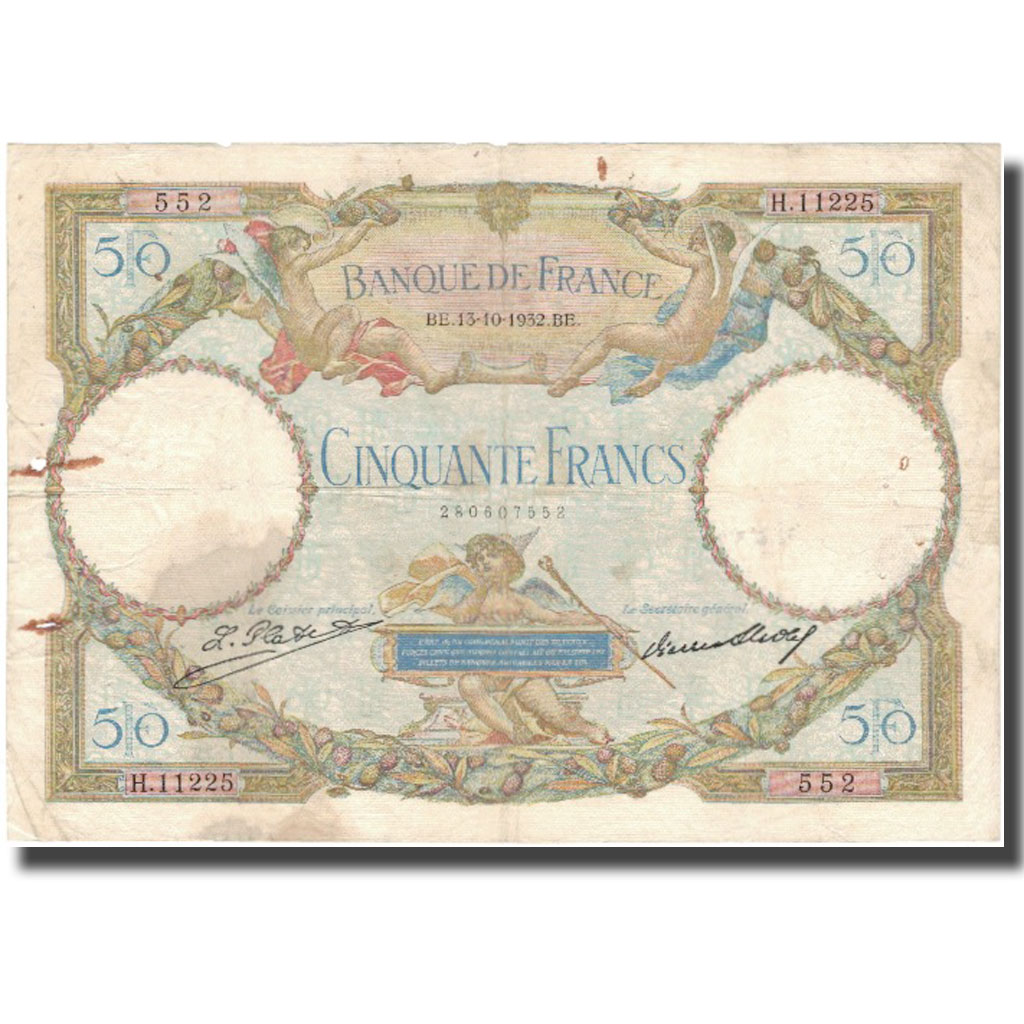 France, 50 Francs, Luc Olivier Merson, 1932, 1932-10-13, VF(20-25)