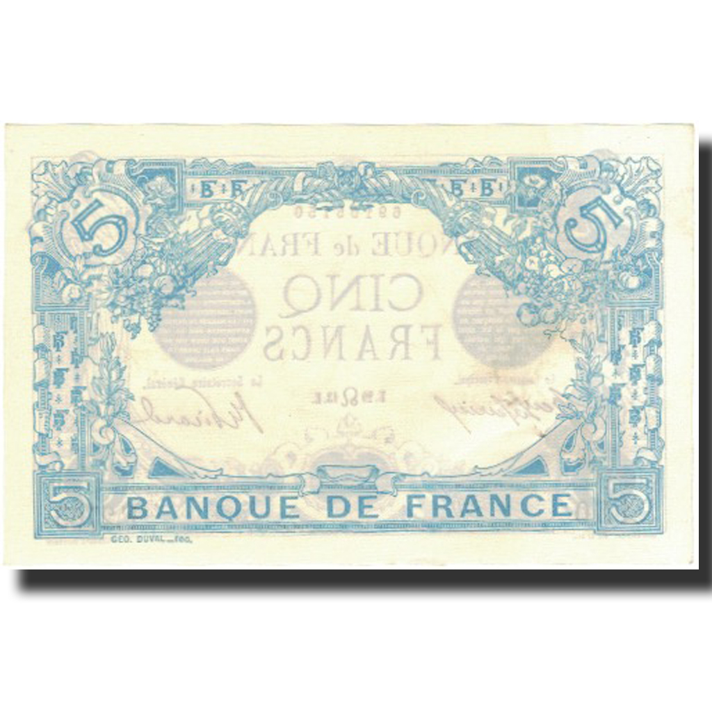 France, 5 Francs, Bleu, 1913, 1913-07-29, UNC, Fayette:2.19, KM:70