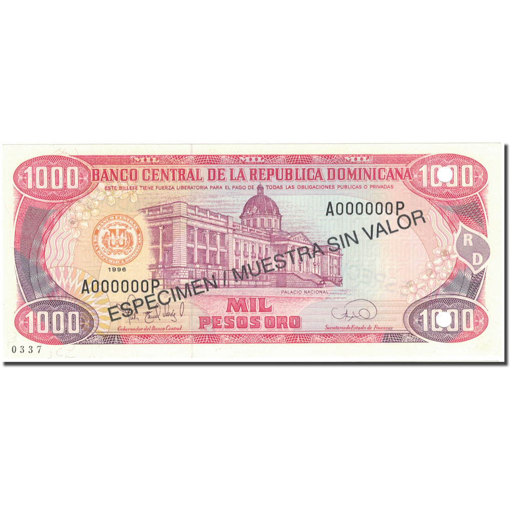 Banknote, Dominican Republic, 1000 Pesos Oro, 1996, 1996, Specimen, KM:158s1