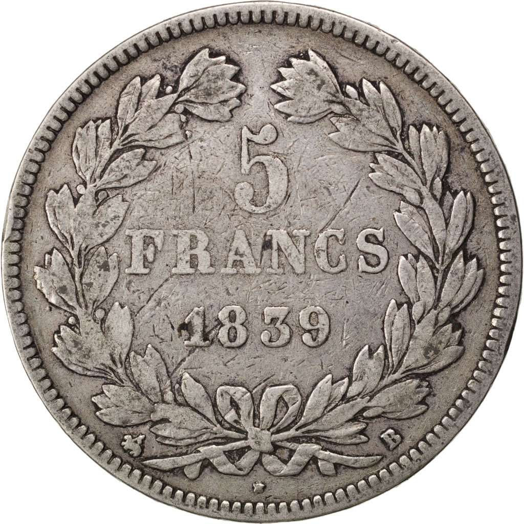 Coin, France, Louis-Philippe, 5 Francs, 1839, Rouen, , Silver