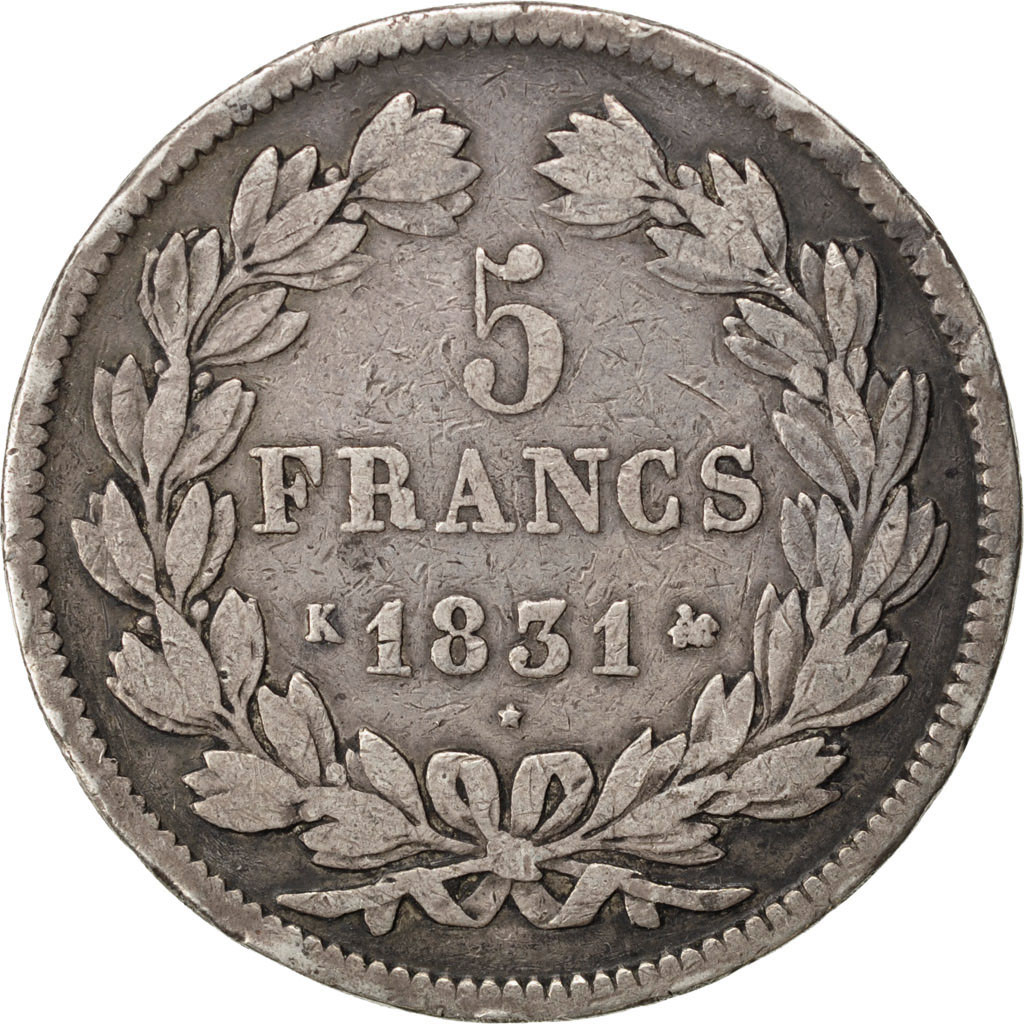 Coin, France, Louis-Philippe, 5 Francs, 1831, Bordeaux, , Silver
