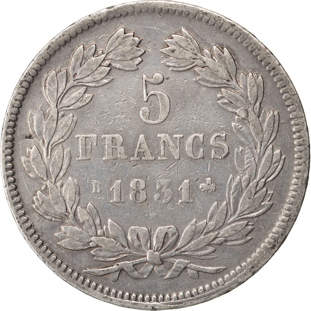 Coin, France, Louis-Philippe, 5 Francs, 1831, Rouen, , Silver