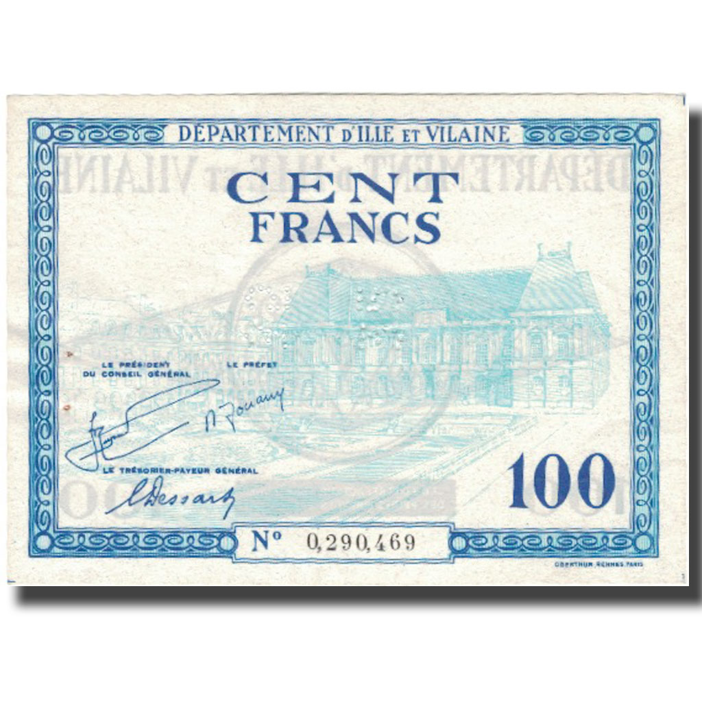 France, Rennes et Saint-Malo, 100 Francs, AU(55-58)
