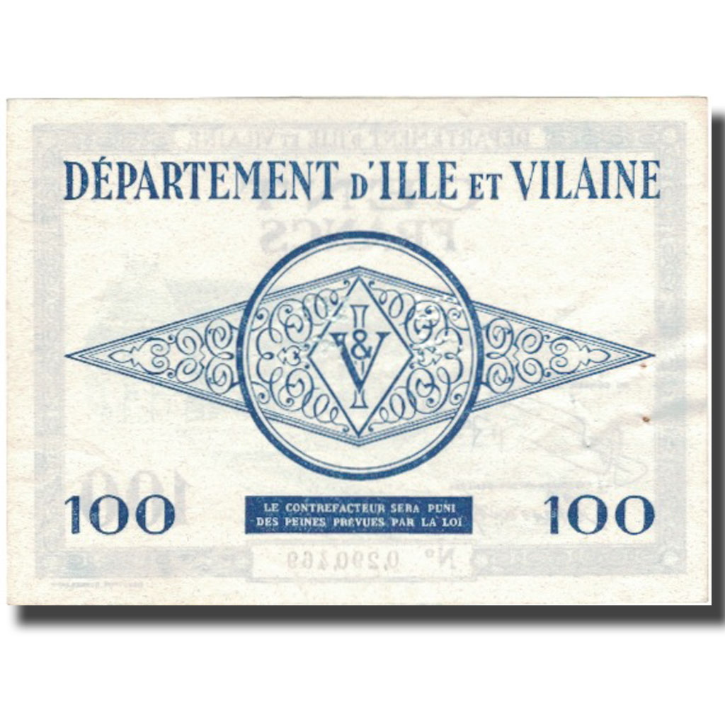 France, Rennes et Saint-Malo, 100 Francs, AU(55-58)