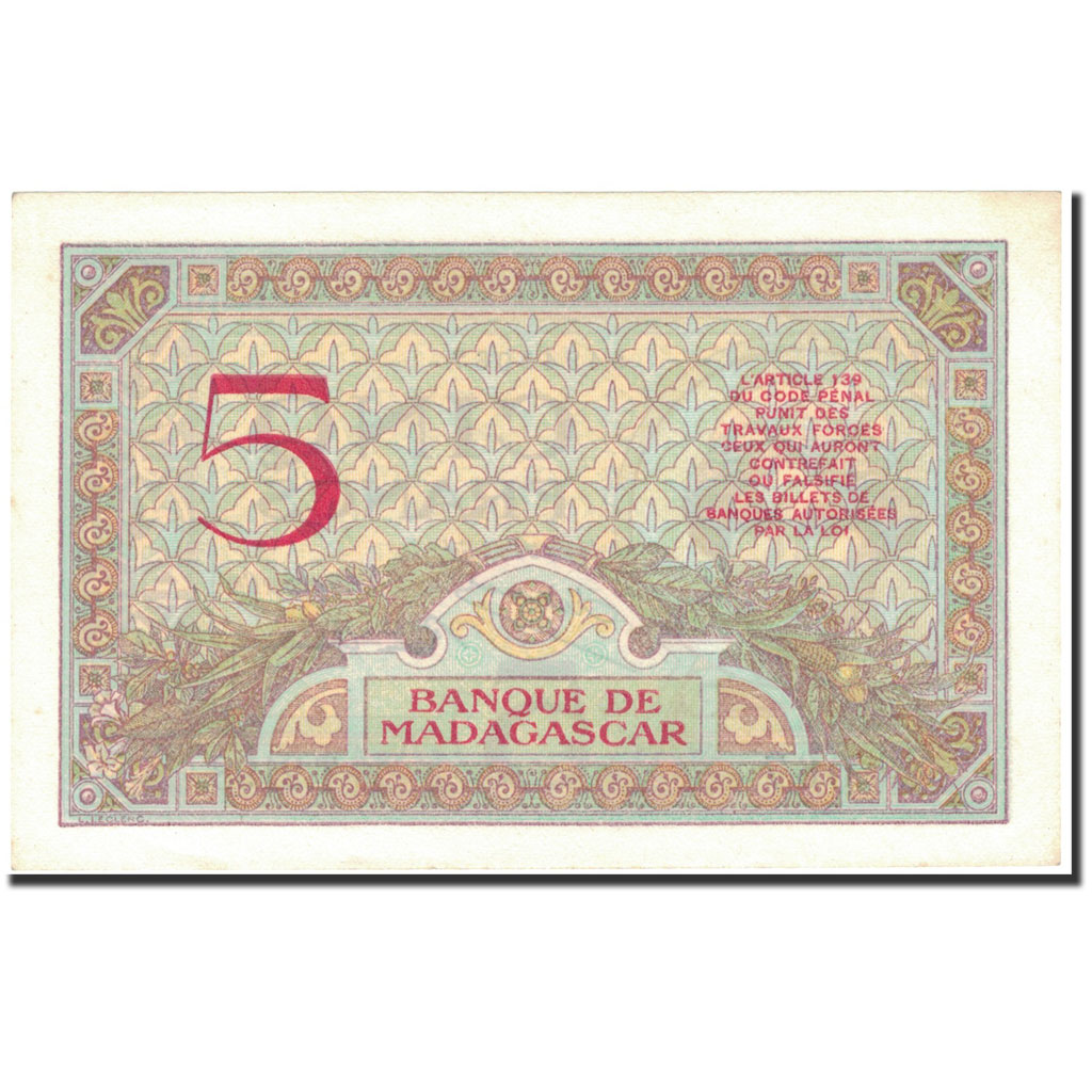 Banknote, Madagascar, 5 Francs, KM:35, UNC(63)